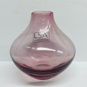 LSA International Vase Made In Poland Purple Glass Handcrafted Mouth Blown